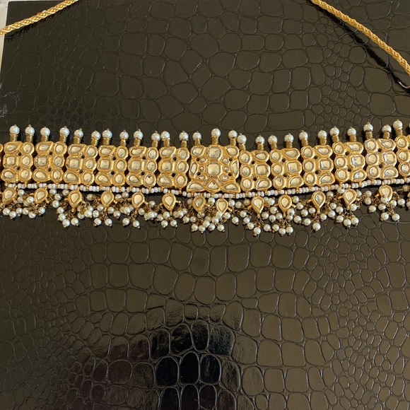 New kundan white pearl gold choker necklace Indian Pakistani Bridal jewelry - Picture 7 of 7